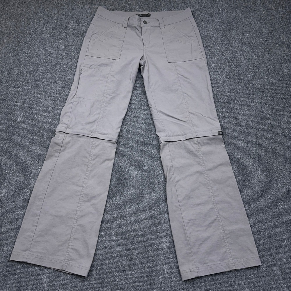 prAna Monarch Convertible Pant Women 8 Gray Hiking Outdoor Zip Off Utility 32x31